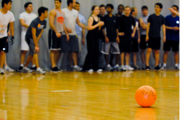 Players line up in the 2012 Dodgeball Tournament. Photo by Conor Dube.